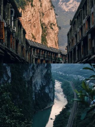 Stilted buildings in Yanjin, the throat of Yunnan and Sichuan