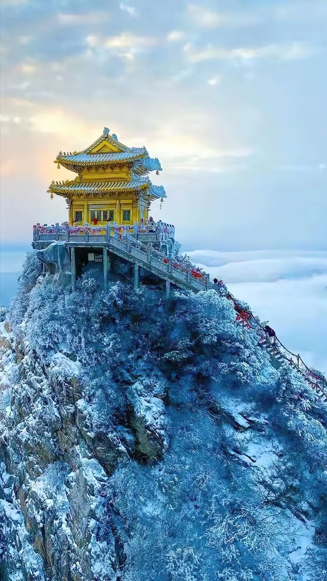 天氣轉涼，一定要來老君山看雪景，登金頂看日出，必須美成仙！