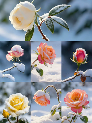 Snow blankets the blossoms, yet the roses still exude fragrance ❄️🌹
Who is captivated by the roses in the depths of winter? Snowflakes fall softly onto the petals, like a veil draped over their delicate red petals.