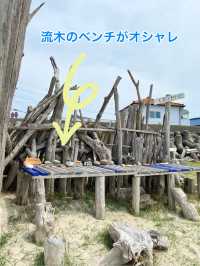 知多半島の旅　「くまのBASE」夕暮れ時には海に沈む浜辺のブランコ