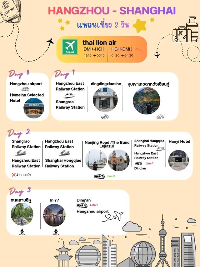 แพลน 3 วัน 2 คืน Shangrao -Shanghai–Hangzhou