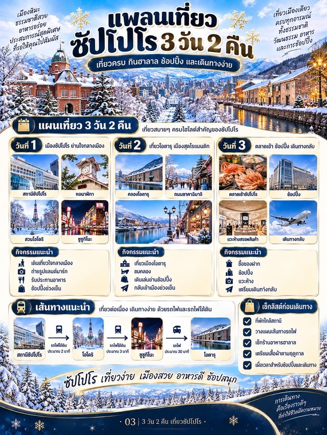 ❄️🇯🇵 ซัปโปโร 3 วัน 2 คืน เที่ยวครบ กินฮาลาล ช้อปปิ้ง และเดินทางง่าย