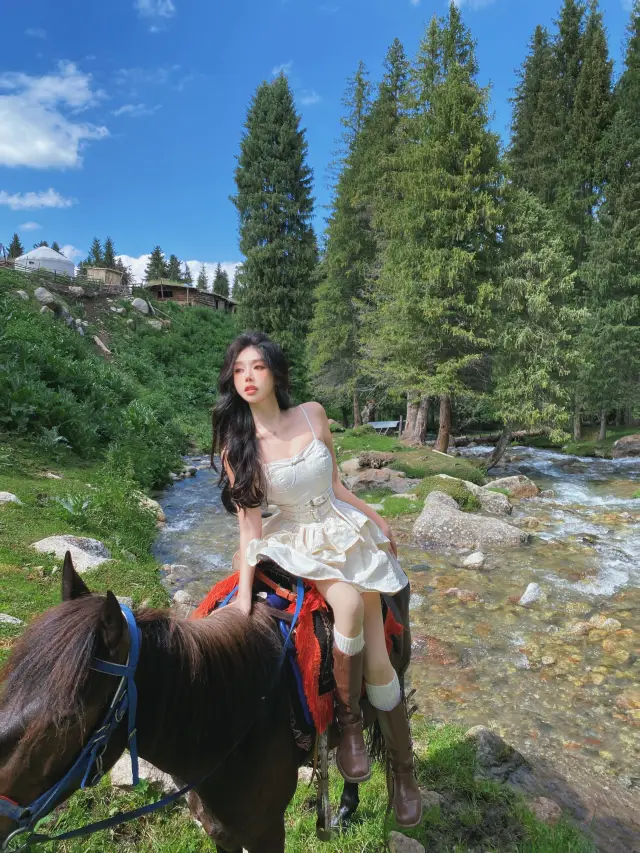 Xinjiang | Riding horses in a small village from a fairy tale