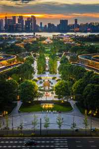 日落時分，錢江世紀城公園特別靚