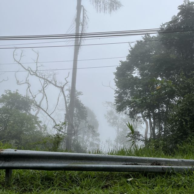 Misty town with Mount Kinabalu view