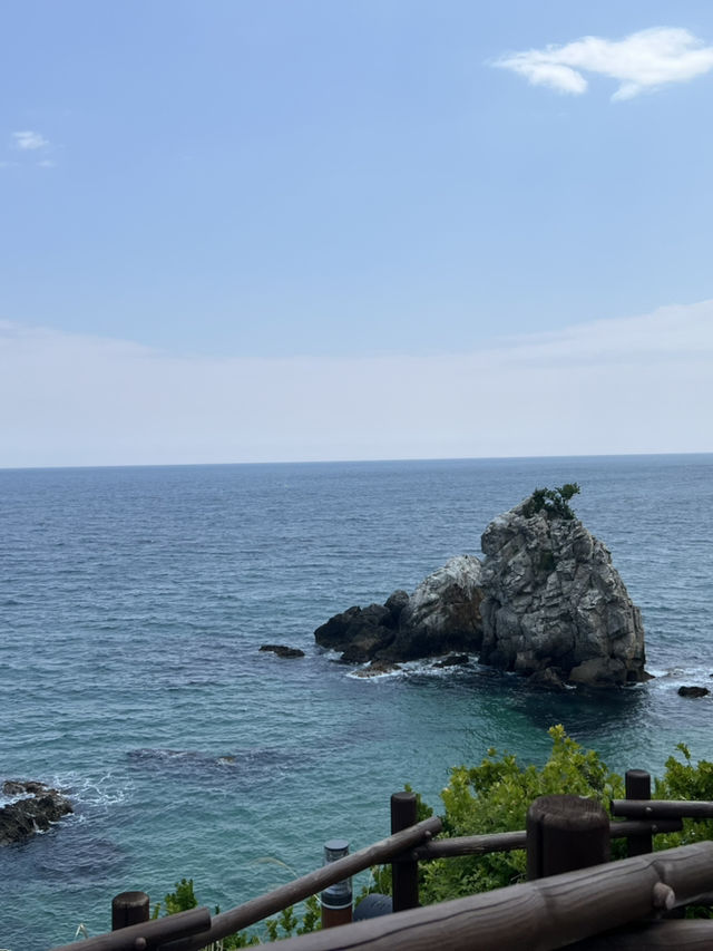 추암 해변 바위들과 바다
