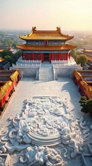 Starry night aurora in Chinese architecture