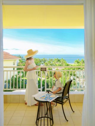 海口のこのオーシャンビューのホテルに完全にやられた！窓を開ければ一面のヤシの木！
