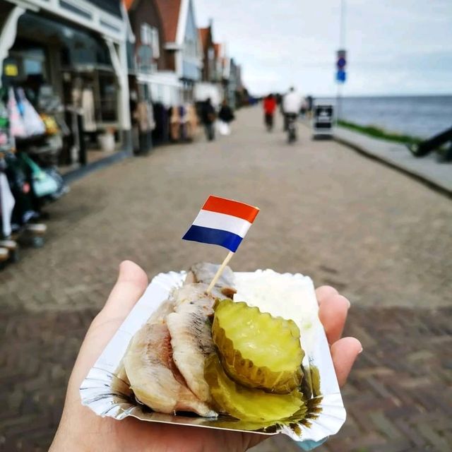 Herring, a Dutch street food. it is raw fish but tasty.