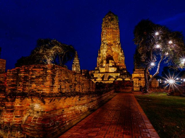 วัดสวยอยุธยา ยามค่ำคืน✨