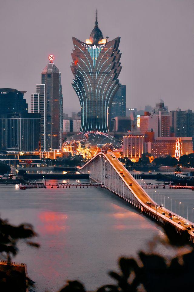 在澳門拍到了財富大道這個機位夜景絕了！