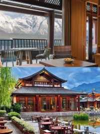 躺在房間內欣賞雪山景色  麗江金茂凱悅酒店。