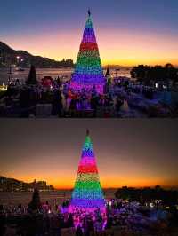 香港｜西九龍的海邊聖誕樹🎄與日落有點搭