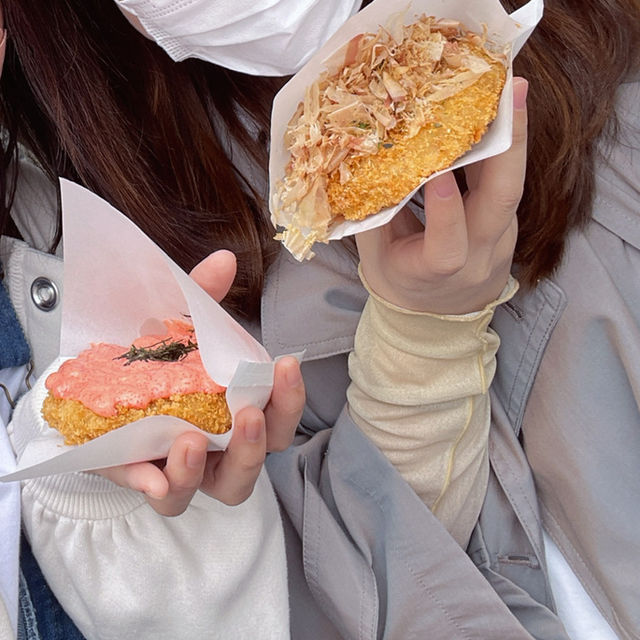 【東京/築地🇯🇵】もんじゃ×コロッケ🤎築地コロッケ