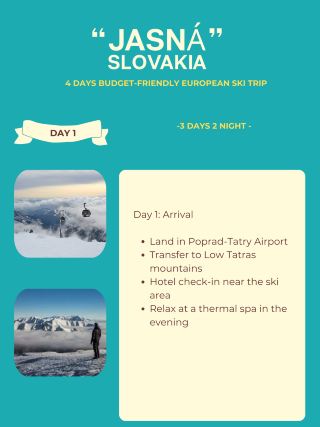 斯洛伐克亞斯納 – 4 天經濟實惠的歐洲滑雪之旅
