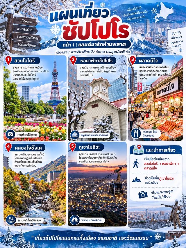 ❄️🇯🇵 แผนเที่ยวซัปโปโร 3 วัน เที่ยวเมือง กินฮาลาล ช้อปปิ้ง และชมธรรมชาติแบบครบ ๆ