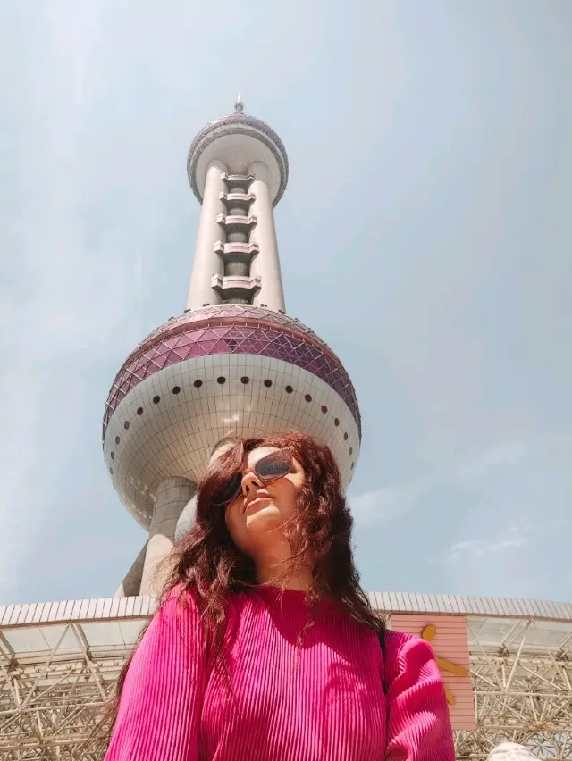 Looking up at the Oriental Pearl Tower