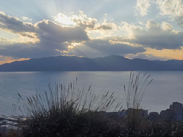日落美景，冬日峽灣