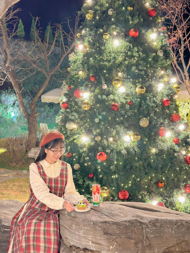 정원에 커다란 트리가 있는 청주 카페 러브레이크🎄♥️