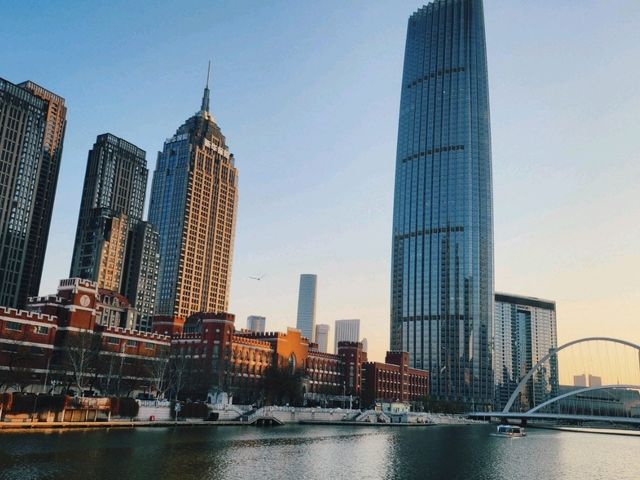 天津•海河，大光明橋，解放橋，世紀鐘，津灣廣場