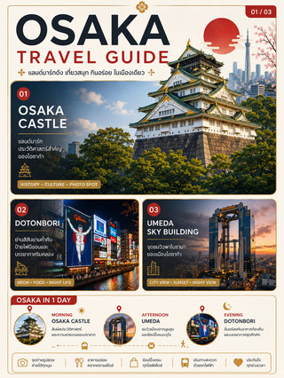 🇯🇵✨ OSAKA TRAVEL GUIDE — 3 หน้า ครบทั้งเที่ยว กิน ช้อป!