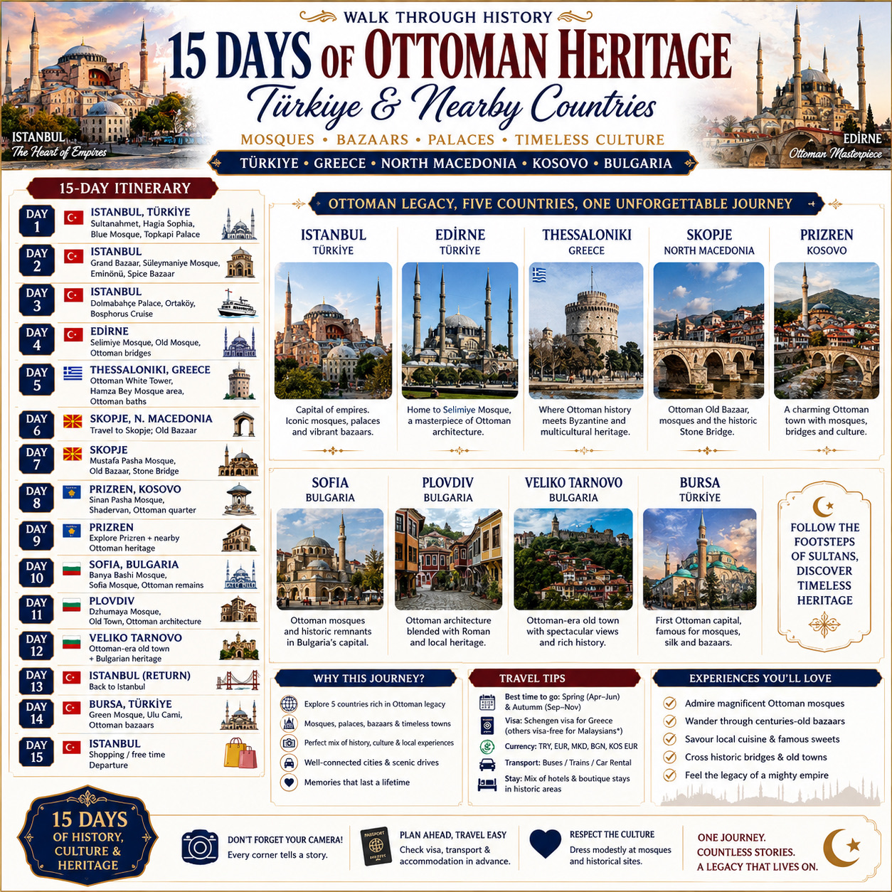 15 Epic Days of Ottoman Heritage: Five Countries, Endless History 🇹🇷🇬🇷🇲🇰🇽🇰🇧🇬