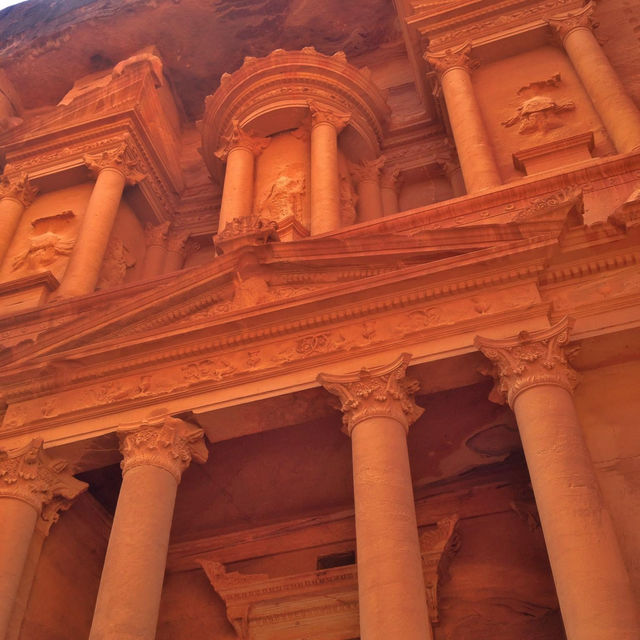 Ancient city carved into the red rocks 
