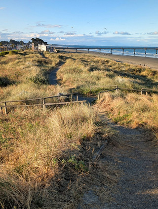 เดินชิลล์ริมหาด New Brighton ที่เมืองไครสต์เชิร์ช นิวซีแลนด์