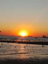 海邊日記︱老虎石海上公園日落凍海