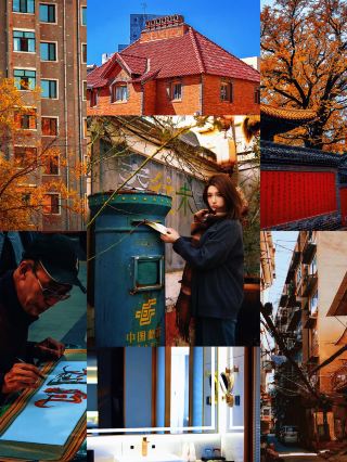 Red brick old house bathed in clear skies, the old town mailbox seals a tender letter to Tai’an