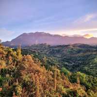 Misty town with Mount Kinabalu view