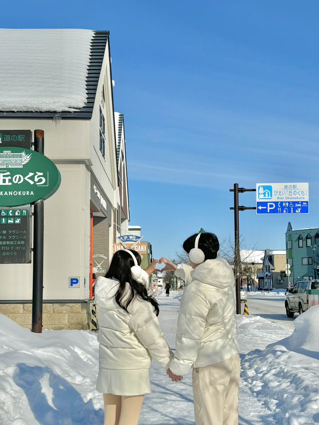 삿포로여행 눈 쌓인 비에이역
