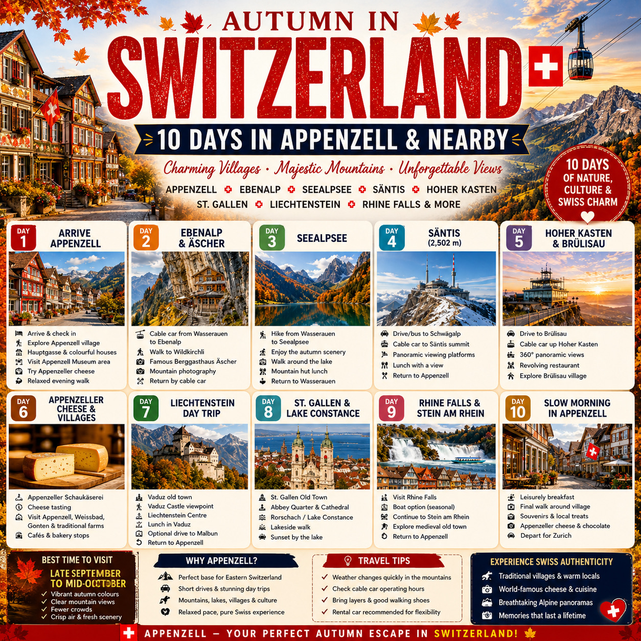 🍂🇨🇭 10 วันสุดโรแมนติกในฤดูใบไม้ร่วงที่ Appenzell และสวิตเซอร์แลนด์ตะวันออก 🇨🇭🍁