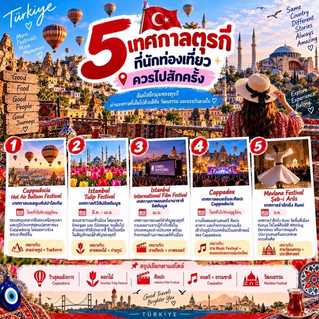 🇹🇷 5 เทศกาลตุรกีที่นักท่องเที่ยวควรไปสักครั้ง 🎉✨
