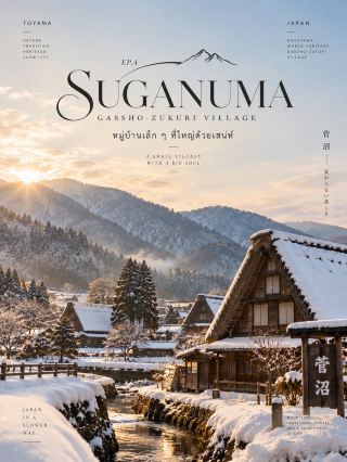 🇯🇵 EP.4 | SUGANUMA
🏔️ หมู่บ้านเล็ก ๆ กลางหุบเขา ที่เงียบจนเหมือนหยุดเวลา

ถ้าอยากสัมผัสญี่ปุ่นแบบเรียบง่ายและไม่วุ่นวาย
Suganuma คืออีกหนึ่งหมู่บ้านที่น่าเก็บไว้ในลิสต์ 🤍

หมู่บ้านเล็ก ๆ แห่งนี้ตั้งอยู่ในเขต Gokayama จังหวัด Toyama รายล้อมด้วยภูเขาและธรรมชาติ และมีบ้าน Gassho-zukuri 9 หลัง ที่ได้รับการอนุรักษ์เอาไว้

Suganuma เป็นหนึ่งใน 3 หมู่บ้านที่อยู่ในพื้นที่มรดกโลก Historic Villages of Shirakawa-go and Gokayama ร่วมกับ Ainokura และ Ogimachi โดยได้รับการขึ้นทะเบียนเป็นมรดกโลกในปี 1995 🌿

✨ HIGHLIGHTS

🏡 Gassho-zukuri Houses
บ้านหลังคามุงจากทรงสูงแบบดั้งเดิม ซึ่งออกแบบให้เหมาะกับพื้นที่ที่มีหิมะตกหนัก

🌿 Small & Peaceful
หมู่บ้านมีขนาดกะทัดรัด เดินเที่ยวได้ง่าย และบรรยากาศเงียบสงบ เหมาะกับการเดินชมแบบ Slow Travel

🏛️ Gokayama Folk Museum
พิพิธภัณฑ์ที่ช่วยให้เข้าใจวิถีชีวิตและวัฒนธรรมของผู้คนในพื้นที่มากขึ้น

❄️ Winter
ช่วงหิมะตกคือหนึ่งในช่วงที่หมู่บ้านสวยที่สุด หลังคามุงจากสีเข้มตัดกับหิมะสีขาวและภูเขาด้านหลัง

🍁 Autumn
ช่วงใบไม้เปลี่ยนสี ภูเขารอบหมู่บ้านจะเต็มไปด้วยสีส้ม แดง และเหลือง

📍 Location: Suganuma, Nanto, Toyama
🌏 World Heritage: Historic Villages of Shirakawa-go and Gokayama
💰 ค่าเข้าหมู่บ้าน: ไม่มีค่าเข้าชม
🚗 ค่าจอดรถ: รถยนต์ทั่วไป ¥1,000
🕒 เม.ย.–พ.ย.: 08:00–17:00 น.
🕒 ธ.ค.–มี.ค.: 09:00–17:00 น.
🚗 เข้าลานจอดรถได้ถึง: 16:00 น.
🚍 การเดินทาง: ลง World Heritage Bus ที่ป้าย Suganuma แล้วเดินประมาณ 1 นาที

📸 PHOTO TIP

ลองถ่ายจากบริเวณทางเดินที่มองเห็นบ้าน Gassho-zukuri เรียงตัวกับภูเขา จะได้ภาพที่มีทั้ง บ้าน + ธรรมชาติ + ภูเขา ในเฟรมเดียวกัน 🏔️

ถ้าไปช่วงฤดูหนาว แนะนำถ่ายช่วงเช้าหรือช่วงก่อนพระอาทิตย์ตก แสงบนหิมะจะนุ่มและให้โทนภาพแบบ Film สวยมาก 🤎

⚠️ ข้อควรรู้ก่อนมา

Suganuma เป็นพื้นที่ประวัติศาสตร์ที่ได้รับการอนุรักษ์อย่างจริงจัง ควรเดินตามเส้นทางที่กำหนด ไม่เข้าเขตบ้านหรือพื้นที่ส่วนตัว และไม่ควรแวะหมู่บ้านหลังพระอาทิตย์ตกถึงช่วงเช้า เพราะทางการขอความร่วมมือไม่ให้เข้าพื้นที่ในช่วงดังกล่าว

🤍 Suganuma อาจไม่ได้ใหญ่ที่สุด
แต่เสน่ห์ของที่นี่คือความเล็ก ความสงบ และภูมิทัศน์ดั้งเดิมที่ยังได้รับการรักษาไว้จนถึงวันนี้

#Suganuma #Gokayama #Toyama #JapanTravel