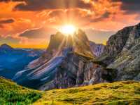 Enjoy the stunning sunrise at the Dolomites, Italy!