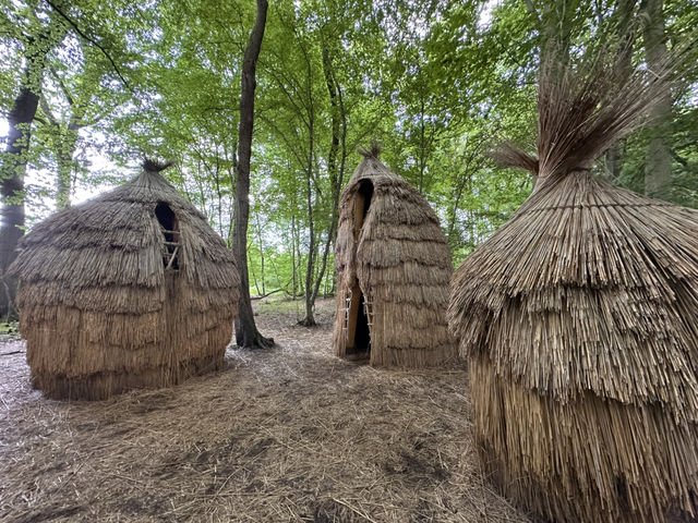 Art sculptures lost in a forest