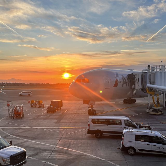 beautiful sunset while boarding 