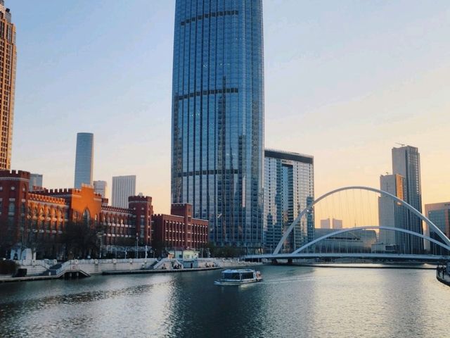 天津•海河，大光明橋，解放橋，世紀鐘，津灣廣場