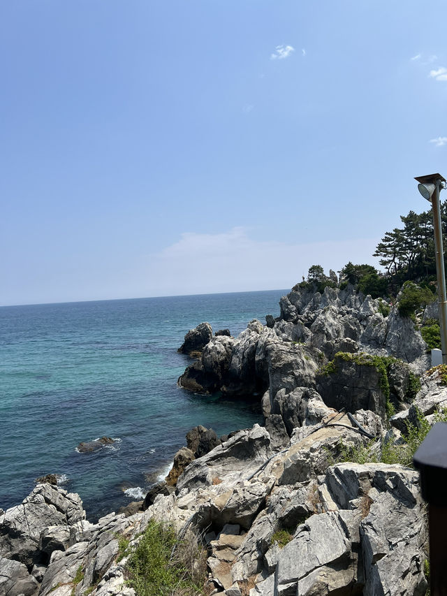추암 해변 바위들과 바다