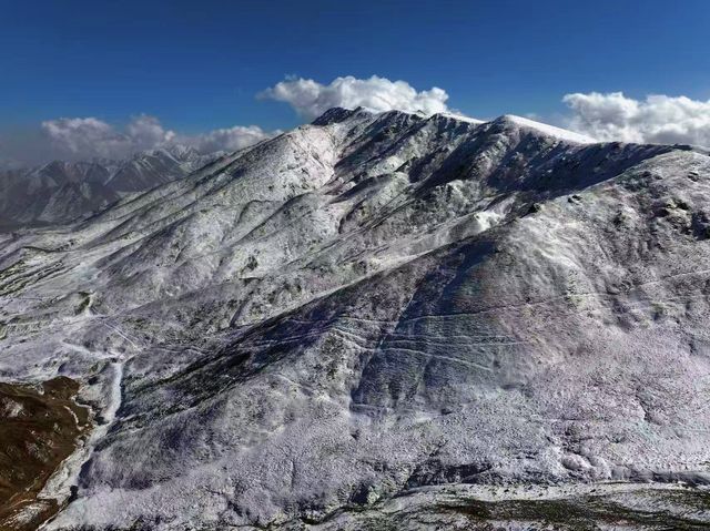 青海冬日神韻：拉脊山白雪裹雲，曠野藏清歡