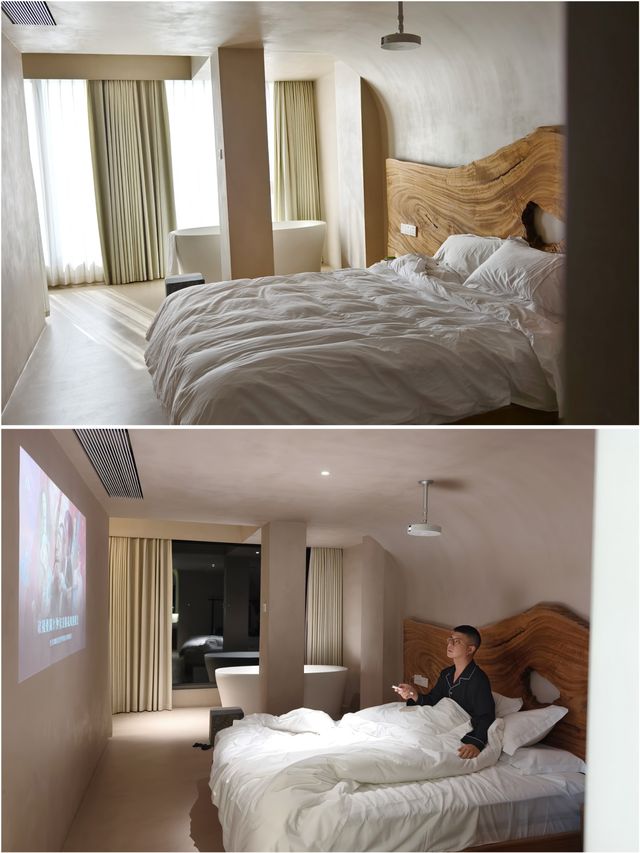 惠安必住藝術風酒店，躺著就能看海