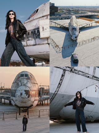 慈渓でも大型飛行機と一緒に写真が撮れるなんて、こんな撮り方はめっちゃかっこいい！