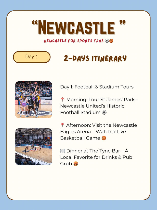 Newcastle itinerary for Sports Fans ⚽🏀