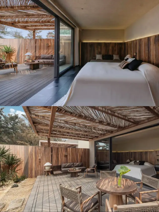 A luxury island resort with a beach right outside.