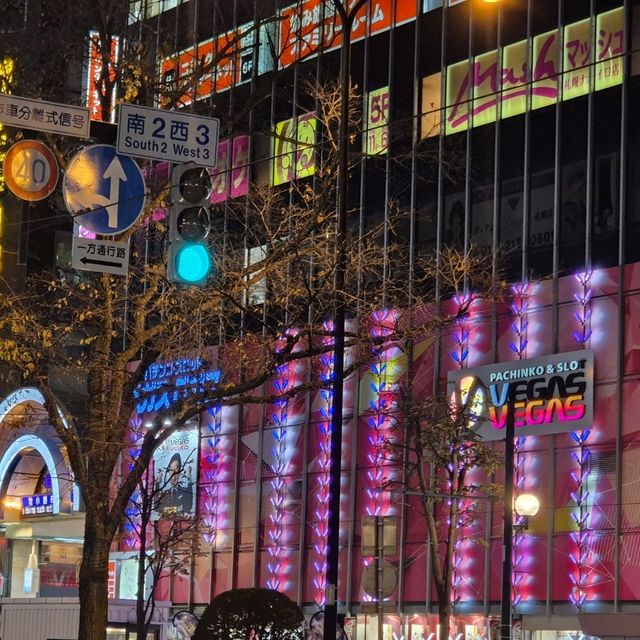 화려한 스스키노 밤거리