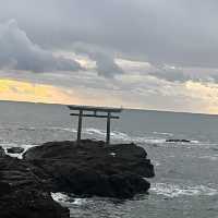 大洗磯前神社　日の出　鳥居