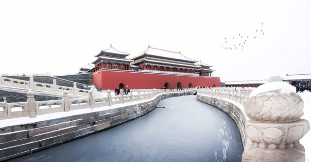 一夜夢回紫禁城！故宮迎飛雪，白雪鑲紅牆