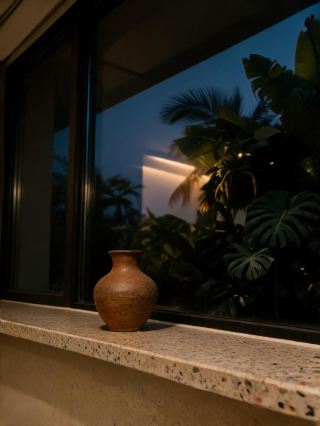July hides in the light and shadow of a thousand-year-old Buddhist stupa, lying flat under the volcano all summer