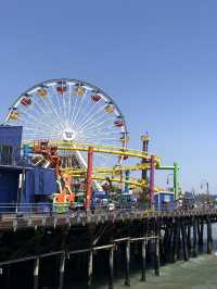 The wheel lit up the Santa Monica Pier